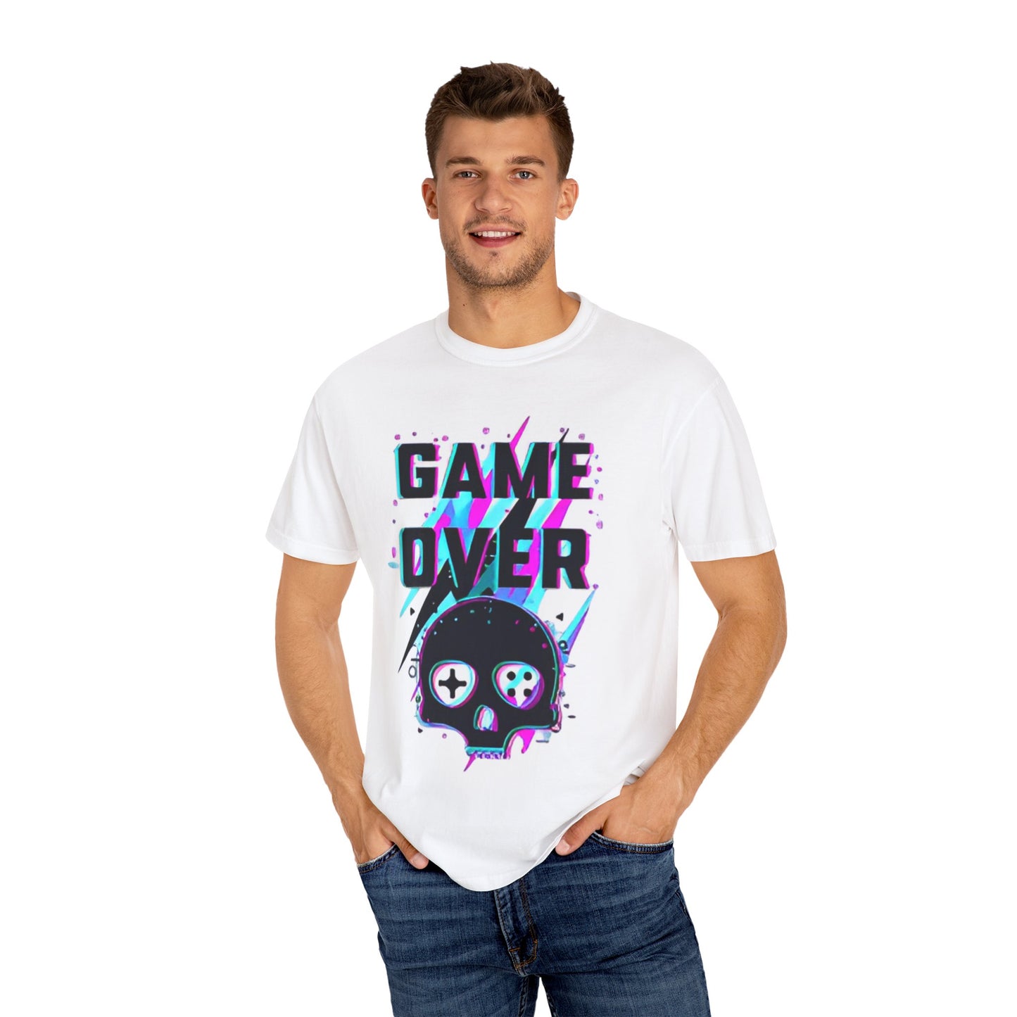 Unisex Game Over Graphic T-Shirt - Stylish Skull Design for Gamers
