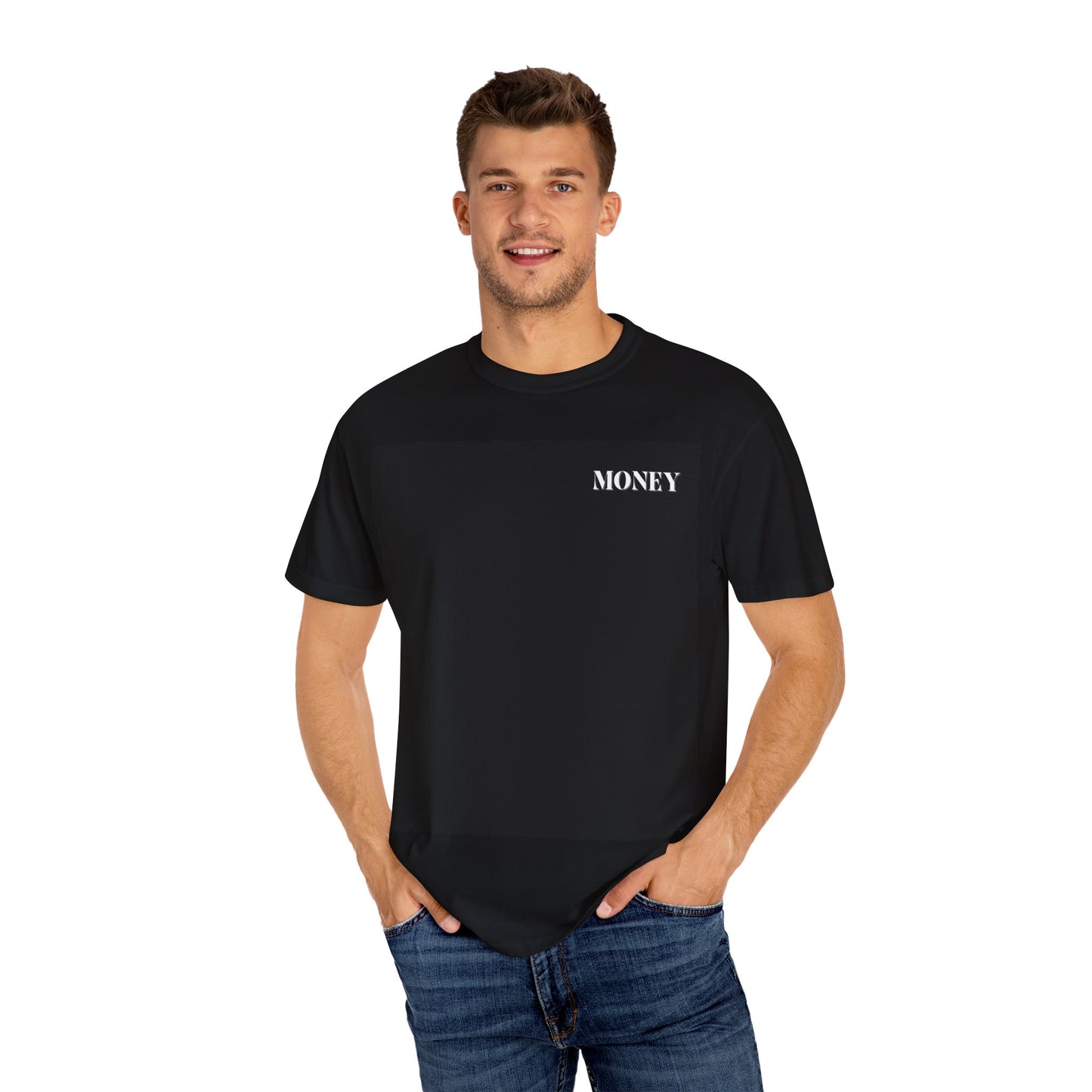 Inspirational Unisex Garment-Dyed T-Shirt - 'Money Can Buy Happiness' Design